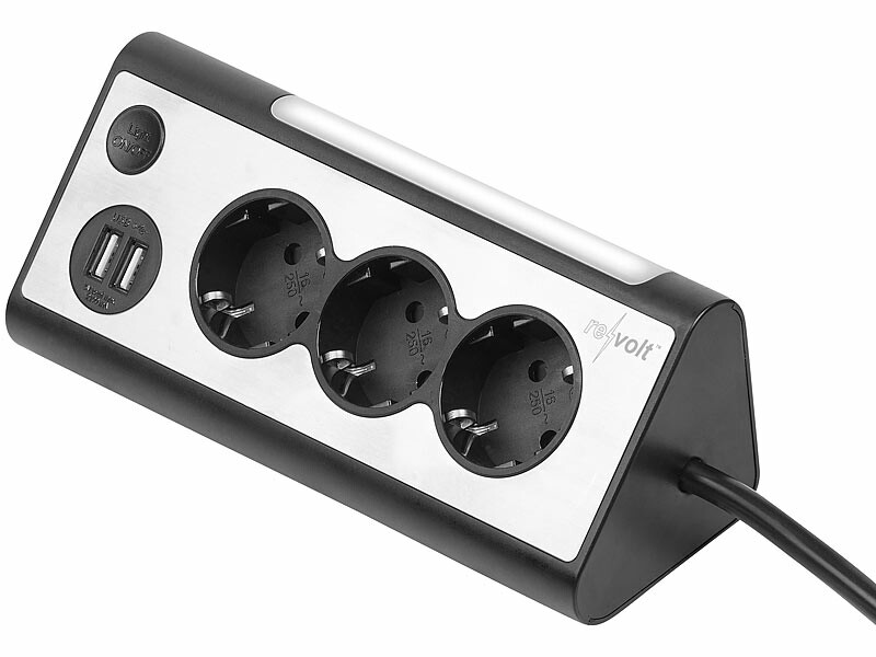 Multiprise 2 prises + 2 ports USB 24W avec Voyant LED, XO - Blanc - Français